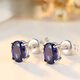Fat Donglai's same style tanzanite earrings sapphire women's Japanese and Korean fashion colored gemstone earrings silver plated 18k