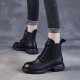 KI-Top-Layer-Cowide Kurzstiefel für Frauen 2024 Winter neuer Stiefel mit Martinstiefeln und Velvet-Baumwollschuhen echte Leder-Leder-Lederschuhe schwarz [hinzugefügte Velvet] Wzzm23339 38
