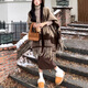 Yijian shawl scarf for women in autumn and winter travel versatile warm scarf retro ink painting pattern thickened tassel cape cape shawl [landscape painting - khaki] (about 100*150cm)
