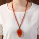 Ouyin retro long necklace beeswax ethnic style blood amber clothing pendant accessories temperament versatile sweater chain pendant for men and women Ping An brand