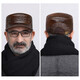 Woodpecker head cowhide hat for middle-aged and elderly men, winter duck cap with ear protection and velvet to prevent cold and warm baseball cap for dad and grandpa, dark brown color, adjustable hat circumference (head circumference 54-60cm)
