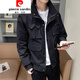 Pierre Cardin [Light Luxury High-End] Boutique Herrenarbeitsjacke Herren Spring- und Herbst All-Match Top 2021 New Lose Trend 9909 Schwarz 2xl