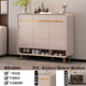 Gabinete de la puerta del gabinete de zapatos Suzhan Hogar Modern Simple Entrance Gabinet Puerta con gabinete de almacenamiento de calzado de banco de asiento Integrado contra la pared AD983 [gris claro] Estilo de pierna de 120 cm de altura [Pintado y brillante] Instalación de paquetes