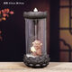 American and foreign new Chinese Zen backflow incense burner, glass cover, windproof, indoor household ornaments, sandalwood, agarwood, smoke, lotus base - God of Wealth artificially installed randomly - about 130D