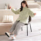 LangSha pajamas for women in winter coral velvet three-layer plus velvet thickened cotton jacket for women flannel warmth can be worn outside home clothes 9215 L[160-165CM/110-120Jin[Jin equals 0.5 kg]]