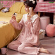 Pajama modal Pajamas Primavera y otoño Algodón puro Cárdigan de algodón larga Distal y linda ropa de algodón de algodón Juego de ropa de gran tamaño JM3527 M [80-98Jin [Jin iguala 0.5 kg]]]