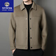 NVWNK double-sided woolen short coat men's autumn and winter trendy casual woolen coat lapel high-end cashmere jacket khaki 170/M suitable for 110-135Jin Jin equals 0.5 kg