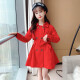 Xiong Diming Girls' Windbreaker Jacket Autumn Double-breasted Windbreaker Children's Jacket Medium-Length Girls Tops Khaki 120