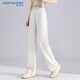 Jeanswest jeans women's autumn loose wide-leg pants women's trendy Korean style small straight-leg pants simple off-white L
