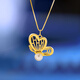 Liuwan 18K gold filigree butterfly pearl necklace pendant women's clavicle chain as a Chinese Valentine's Day gift for your girlfriend