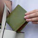 HANATORA Huahu Wallet Japanese-style genuine leather short model for women's handmade niche change men's card bag thin gift gift trendy brand Chinese Valentine's Day gift dark fragrance green