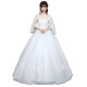 2024 new autumn and winter plus size women's wedding dress for fat mm slimming fat bride wedding one-line shoulder-length dress white XXL