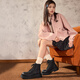 Tianmeiyi Frauenstiefel dicker alleinerer britischer Retro Sechs-Loch-Kurzstiefel für Frauen Martin-Stiefel modische Frauenschuhe KDX06DD4 Black (Samt) 37