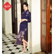 E.Beauty Shuyao 2025 early spring new positioning flower knitted brushed new Chinese style daily improved cheongsam dark jade purple 2XL