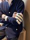 
TB BROWIN Tom TB four-bar knitted cardigan jacket men's autumn new sweater men's high-end American retro v-neck hair Navy blue stripes 2XL (140-155Jin [Jin equals 0.5 kg])