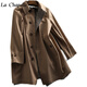 ROMON (ROMON) windbreaker women's autumn and winter 2024 autumn and winter mid-length British style drooping versatile slim and fashionable age-reducing jacket Khaki L