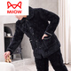 Catman (Miiow) Winter Herren-Pyjamas Koralle Samt dreischichtige Baumwolle verdickte Flanell Herbst und Winter Home Clothing Warm Set D9921 Black Grey [Pflug] L [100-120jin [Jin gleich 0,5 kg]]]