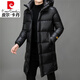 Pier Cardin Veste à bas de la longueur masculine pour hiver haut de gamme épaissie de veste à capuche en or noir chaud épaissie 2024 Nouveau style noir 9902 long 2xl 160-180jin [Jin est égal à 0,5 kg]