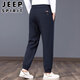 JEEP high-end pure cotton leggings casual pants for men, autumn and winter loose sports pants, men's velvet thickened long pants, dark blue, spring and autumn XL recommended 140-155 Jin Jin equals 0.5 kg