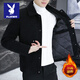 Playboy Autumn and Winter Cotton Thickened Jacket Men's Trendy Brand Casual Youth Short Top Lapel Handsome Men's Thick Work Jacket Black L