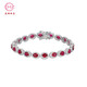 Huazhu New Ruby Bracelet Light Luxury Exquisite Pigeon Blood Ruby Bracelet Silver Plated 18K Gold Gift for Wife, Girlfriend, Best Friend 15.8cm