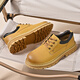 Camel Western Regions Men's Shoes Autumn Leather Workwear Shoes British Style Martin Boots Round toe Low Top Big Head Casual Leather Shoes Black 23008 39
