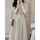 Hanlujiao (hanlujiao) dress for women's summer 2025 new Korean style fashionable temperament slim and age-reducing small person suit skirt summer striped top + apricot skirt M [Suggest 98-108Jin [Jin equals 0.5 kg]]