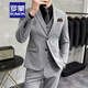 ROMON light mature style casual large size suit suit for men, Korean style slim fit two-button three-piece suit for commuting business small suit trendy medium gray suit + vest + trousers XL (recommended 125-135Jin Jin is equal to 0.5 kg)
