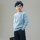 An die riceless [100% Wolle] drei Strang verdickte Kinder-Strickjungen-Pullover-Pullover-Pullover für Mädchen Stricker Samtpullover für Kinder mittleren Alters, ursprünglich blau 140 cm