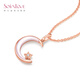 SoinLove 18K rose gold star and moon diamond shell necklace for women VT193 birthday gift 18K gold star and moon pendant VT193 with silver chain, about 45cm long