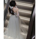 H-Ked Light Hochzeitskleid Braut Hauptgarn High-End französische Spitze trägerloser Fischschwanzausschleier Temperament Schwanzkleid weiß M.