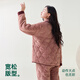 Anzhiban couple's pajamas for autumn and winter, three-layer quilted plus velvet, thickened and anti-static, casual wearable home wear set A Black Plum Pink M