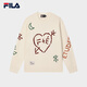 FILA Official Couple's Knitted Sweater 2025 Fashionable and Comfortable Graffiti Hand-Embroidered Pullover Sweater