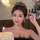 Birthday crown tiara for girls baroque high-end lady goddess party crown tiara headband photo guide J crown + earrings two-piece set