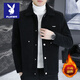 Playboy Autumn and Winter Cotton Thickened Jacket Men's Trendy Brand Casual Youth Short Top Lapel Handsome Men's Thick Work Jacket Black L