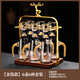 Luxury Flowers light luxury white wine glass set household high-end liquor two-liang wine container small wine glass one cup home high-end wine set gold foil wine dispenser 6 pots 6 cups + deer head cup holder