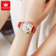 Swisss Swisss Swiss Swiss Watch Watch Женские полностью автоматические механические часы модные водонепроницаемые национальные часы для подруги 6636 Red Skin White Face [Подарочная коробка]