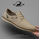 Ram winter men's new leather shoes men's versatile low-top business casual shoes men's breathable soft sole toe-layer cowhide shoes sand color leather shoe size 42
