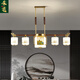 Heliang nuevas lámparas de sala de estar de lámparas chinas, toda la madera de cobre sólida, faros delanteros de construcción de dúplex de alta gama, comedor, estilo chino 9906 Qianlijiangshan-Copper+madera+hierro+jade-24 cabezas
