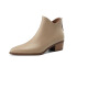 
Belle-Ta series brand broken French sheepskin pointed toe short boots for women 2024 autumn and winter new thick heel medium heel rear zipper khaki color (single) 38