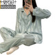 
Modal 2023 new pajamas for women in spring and autumn ice silk long sleeve internet celebrity high-end simulated silk home clothing set summer 9903 checkered green XL