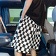 Poum Casual Shorts Men Summer Board Board Plaid Ice Silk Pantalon Straight Men Hong Kong Style lâche Pantalon à cinq points Men JFFS-684 Black M [94-110JIN [Jin est égal à 0,5 kg]]]