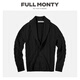 FULL MONTY青果领秋冬季羊毛针织开衫v领长袖毛衣男士新复古回潮外套 黑色8740 L