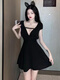 
Luzhan Chunxia Extra Large Size 300 Jin [Jin equals 0.5 kg] Fat mm nightclub style V-neck slim hot girl short-sleeved dress covering belly short skirt Black XL Recommended 120-150 Jin [Jin equals 0.5 kg]