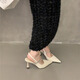 Muni Temperament Sandalen mit Rock weiße High Heels für Frauen 2025 Frauenschuhe Sommer Französischer Strassspitzer Zeh Dünne Absatzschuhe von Weiß 8 cm [Größe 37]