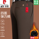 Pier Cardin plus velvet thickened high elastic casual pants without scalding and anti-wrinkle straight middle-aged men's winter warm loose trousers for men 16861 thickened style - clear green plus velvet 31 waist circumference 2 feet 4 [recommended 120-130 Jin [Jin equals 0.5 kg] wear]
