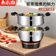 CHIGO thickened electric heater electric cooker multi-functional fried and boiling pot household electric frying pot electric steamer electric hot pot electric cooker multi-purpose 24CM one steaming cage