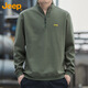 JEEP Jeep sweatshirt men's autumn and winter loose stand-up collar long-sleeved T-shirt men's casual clothes men's military green XL