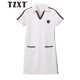 Tzxt Turning Brand Light Luxury Casual Sports Vestido de manga corta para mujeres Summer sueltos Nuevos delgados de cuello de polo delgado Falda de camiseta recta 1595 Black M Recomendado 95-105Jin [Jin iguala 0.5 kg]