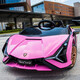 Xingchenhao Lamborghini children's electric car four-wheel toy can sit on a child's baby baby remote control car Lightning SIAN red four-wheel drive + remote control + swing + leather seat + soft wheels